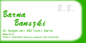 barna banszki business card